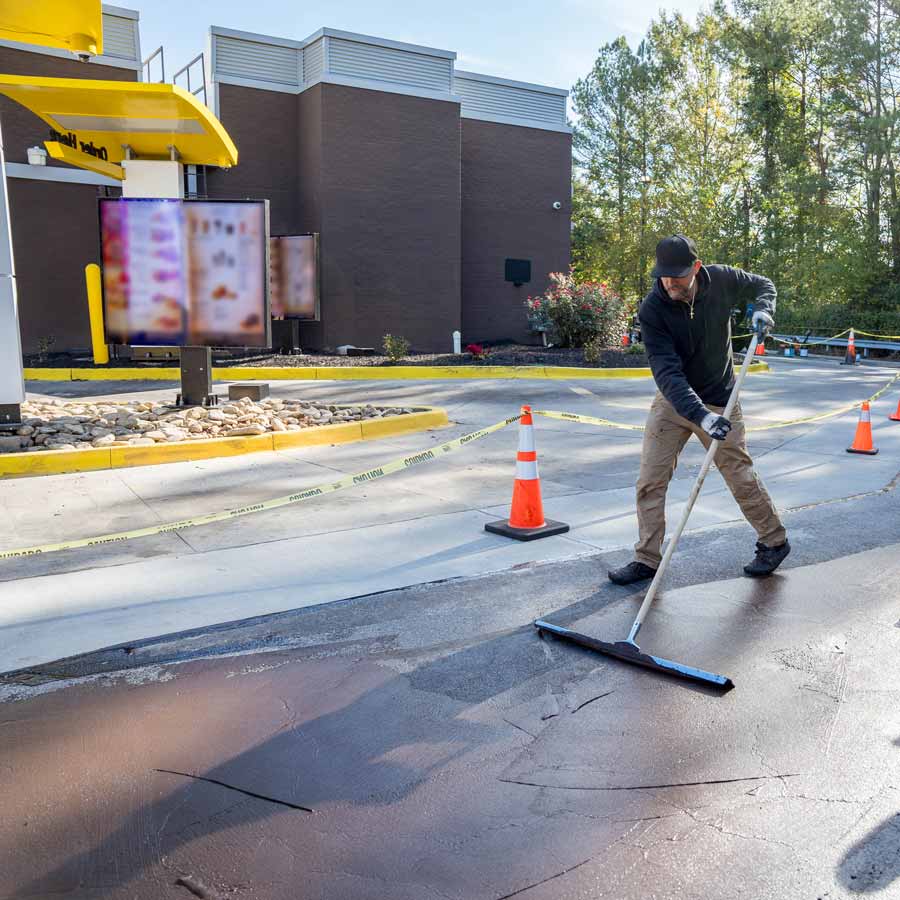 Fast food franchise parking lot maintenance